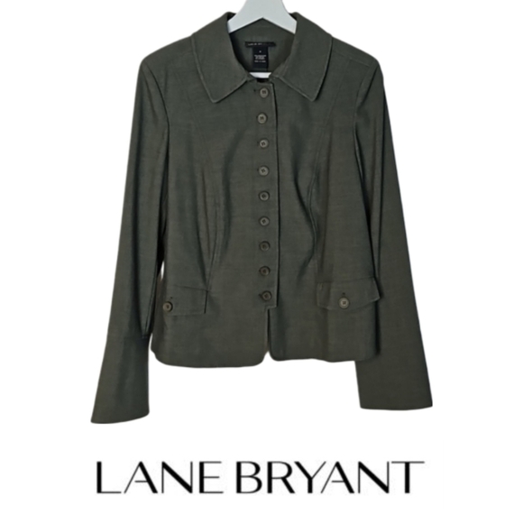 Lane Bryant Blazer Olive Gray Size 14 - Picture 1 of 4